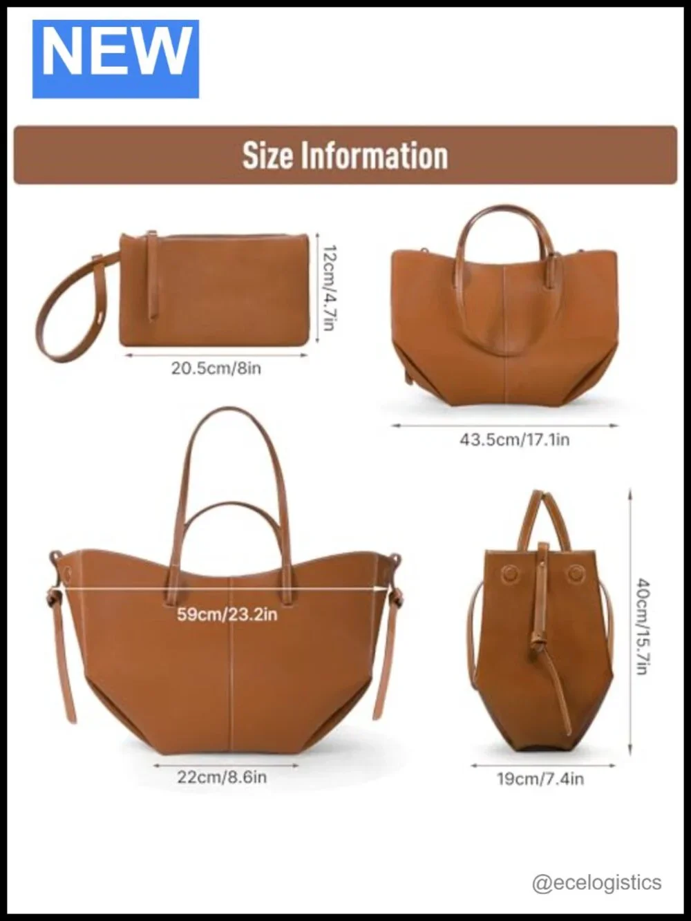 Premium Cowhide Leather Wing Bucket Tote Bag with Adjustable Shoulder Strap